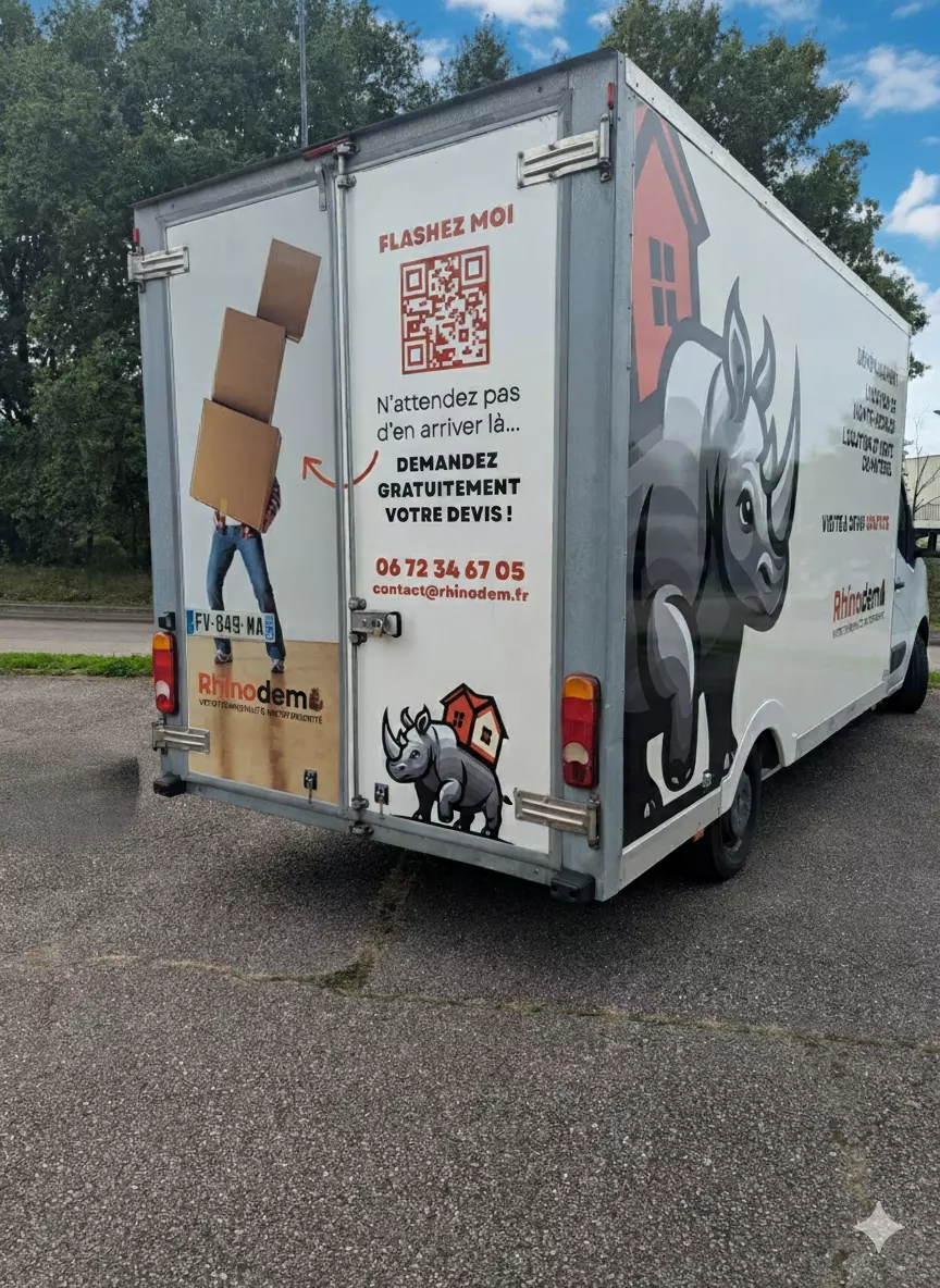 Camion de déménagement Rhinodem à Nancy, Metz, Epinal, Sarrebourg - Location de monte-meubles, visite et devis gratuits pour votre déménagement. Rhinodem, votre tranquillité, notre priorité.